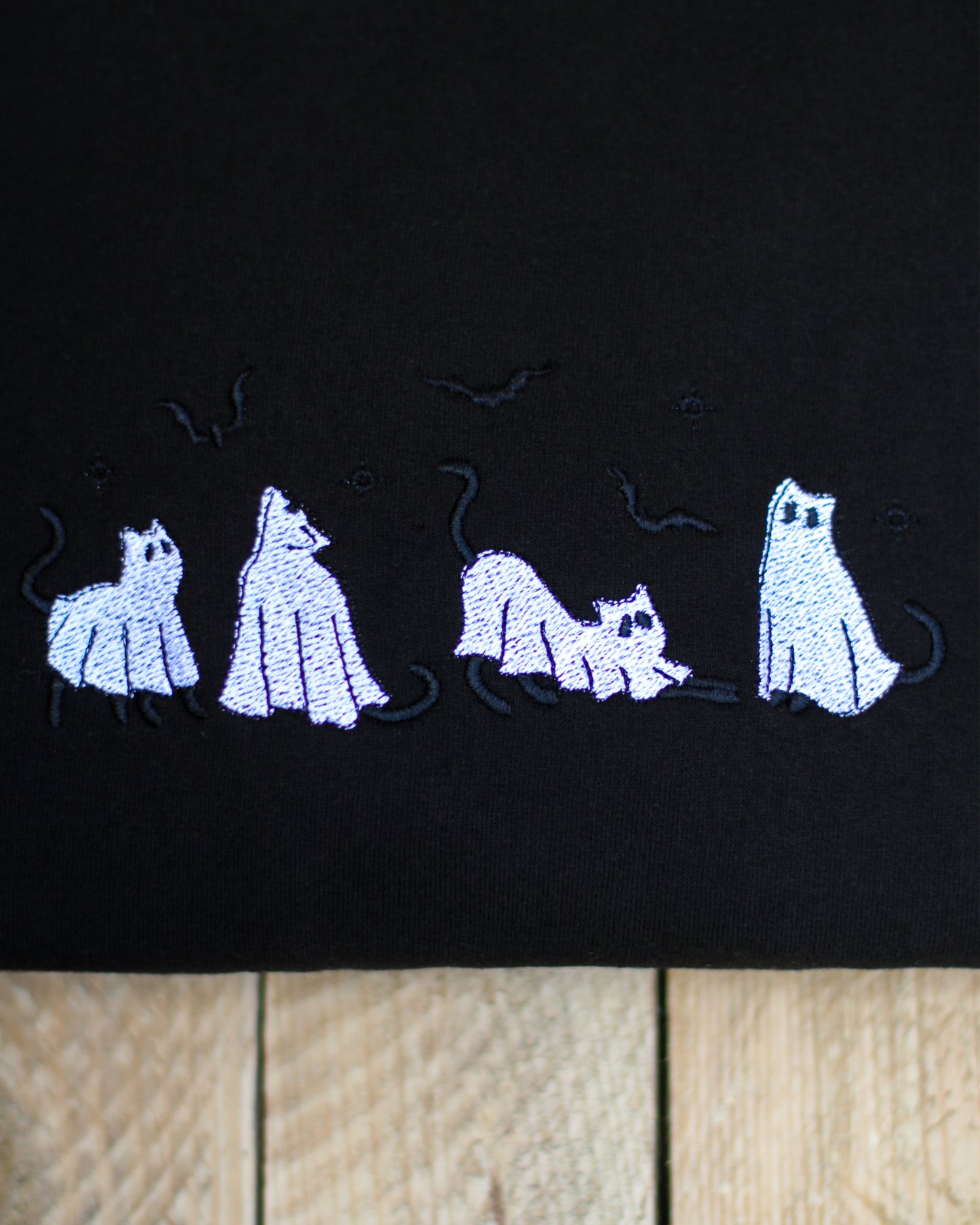 Ghost Cats Embroidered Hoodie