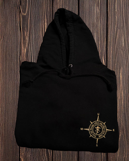 Not All Who Wander Embroidered Hoodie