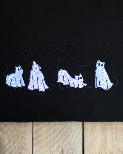 Ghost Cats Embroidered Hoodie