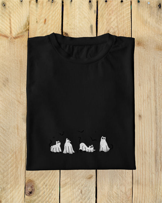 Ghost Cats Embroidered Tshirt
