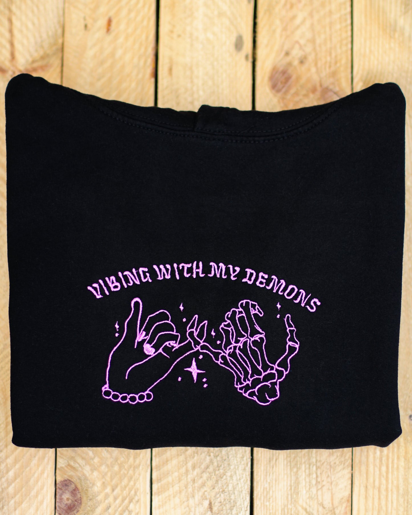 Vibing With My Demons Embroidered Hoodie