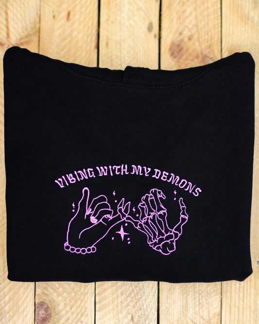Vibing With My Demons Embroidered Hoodie