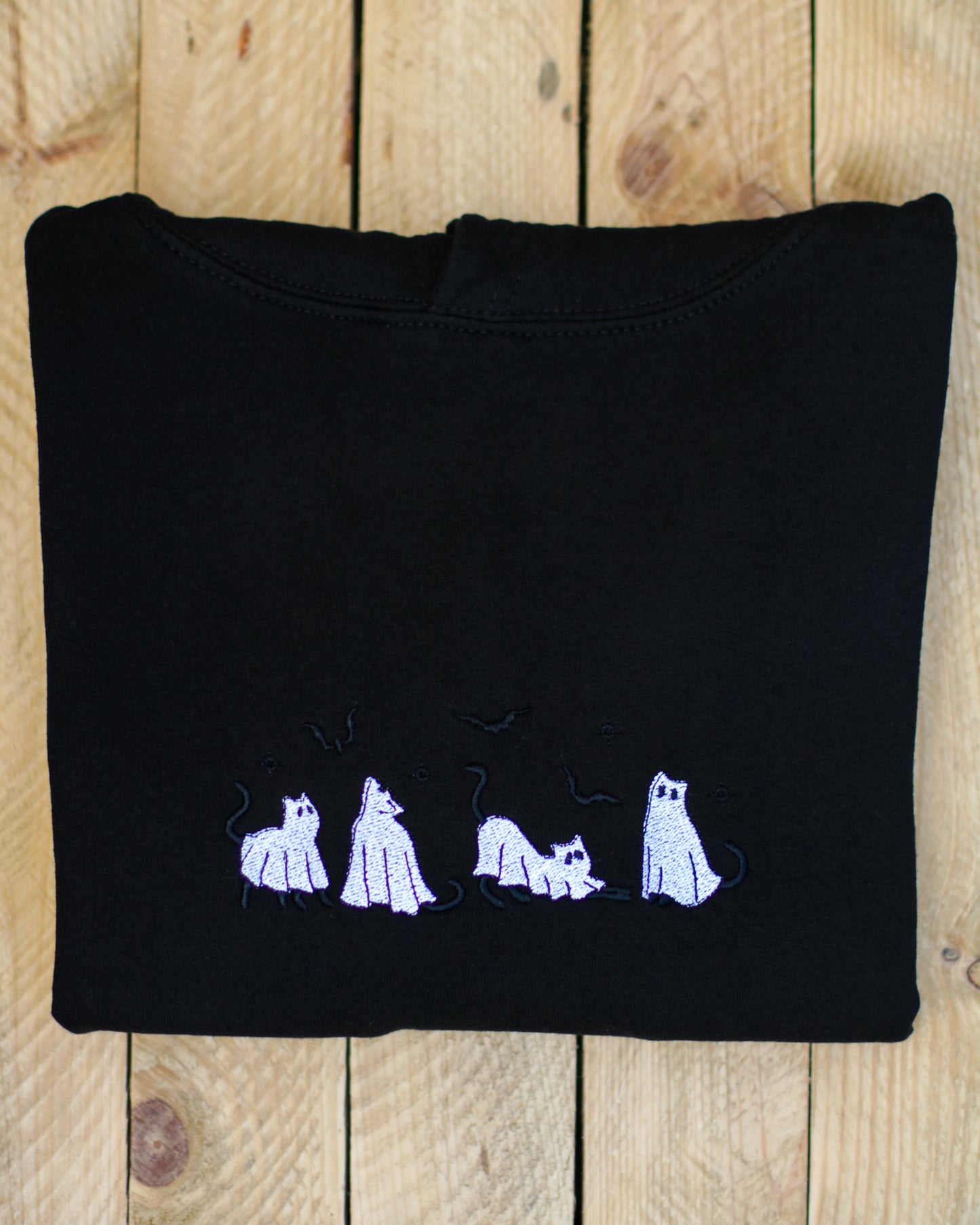 Ghost Cats Embroidered Hoodie