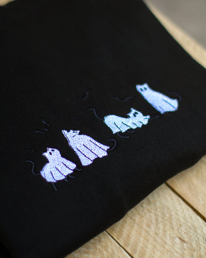 Ghost Cats Embroidered Hoodie