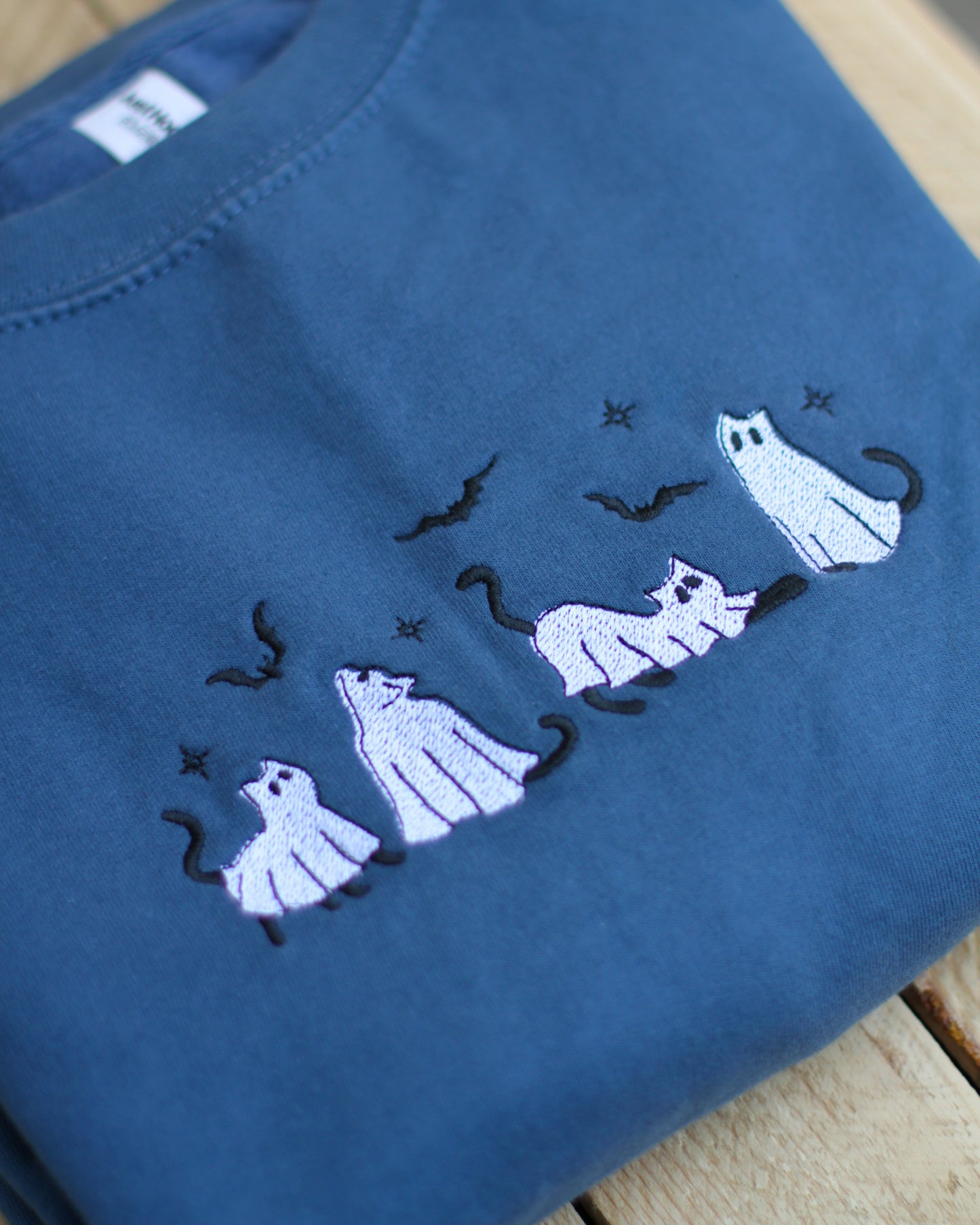 Ghost Cats Embroidered Sweatshirt