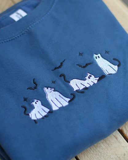 Ghost Cats Embroidered Sweatshirt